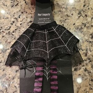 Pier 1 Glittery Spider Web Witch Costume For Wine Bottle